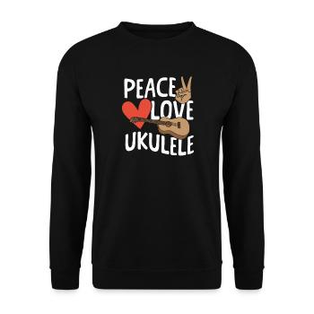 Peace Ukulele Instrument Uke - Unisex Pullover - Schwarz - Vorne - Alina (178cm) & Michal (187cm)