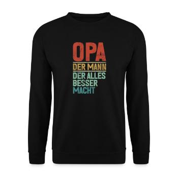 Opa Der Mann Der Alles Besser Macht Retro - Unisex Pullover - Schwarz - Vorne - Alina (178cm) & Michal (187cm)