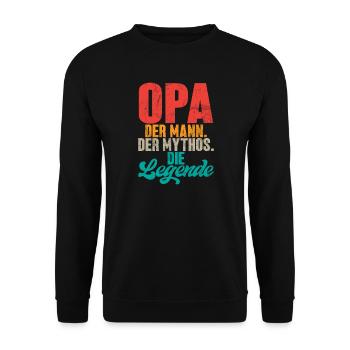 Opa Der Mann Der Mythos Die Legende Retro - Unisex Pullover - Schwarz - Vorne - Alina (178cm) & Michal (187cm)