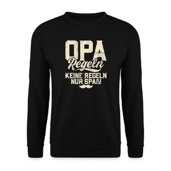 Opa Regeln Keine Regeln Nur Spaß - Unisex Pullover - Schwarz - Vorne - Alina (178cm) & Michal (187cm)
