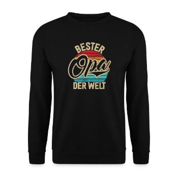 Bester Opa Der Welt Retro Großeltern Großpapa - Unisex Pullover - Schwarz - Vorne - Alina (178cm) & Michal (187cm)