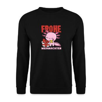 Merry Christmas Axolotl with Santa Hat - Unisex Sweatshirt - black - Front - Alina (178cm) & Michal (187cm)