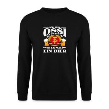 Bière Allemagne de l’Est Ossi dit fierté de la RDA - Sweat-shirt Unisexe - noir - Devant - Alina (178cm) & Michal (187cm)