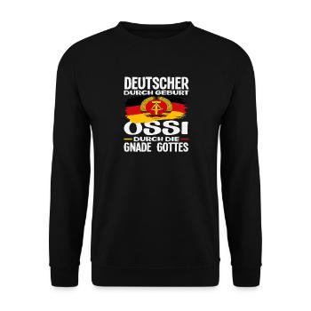 Grâce de Dieu Ossi disant l’orgueil de la RDA - Sweat-shirt Unisexe - noir - Devant - Alina (178cm) & Michal (187cm)