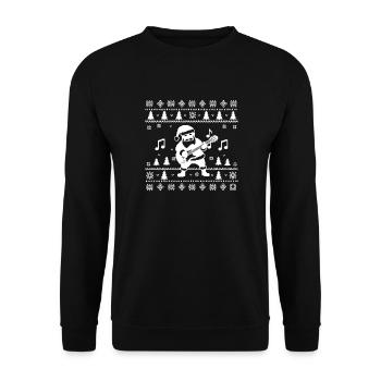 Christmas Man Playing Guitar XMas - Unisex Sweatshirt - black - Front - Alina (178cm) & Michal (187cm)