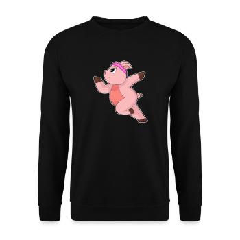 Pig Jogger Jogging Sport - Unisex Sweatshirt - black - Front - Alina (178cm) & Michal (187cm)