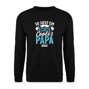So Sieht Ein Echte Cooler Papa Aus Vatertag - Unisex Pullover - Schwarz - Vorne - Alina (178cm) & Michal (187cm)