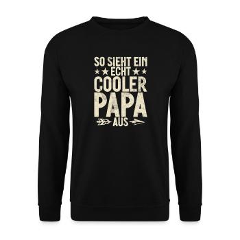So Sieht Ein Echte Cooler Papa Aus Vatertag - Unisex Pullover - Schwarz - Vorne - Alina (178cm) & Michal (187cm)