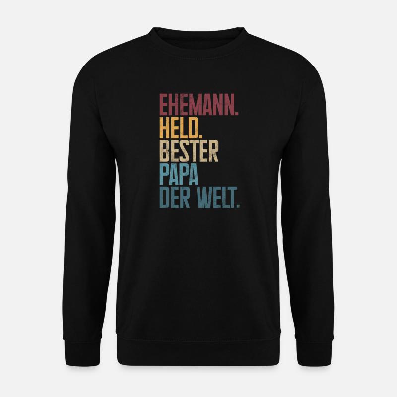 Ehemann Held Bester Papa Der Welt Retro - Unisex Pullover - Schwarz