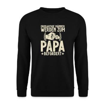 De grands hommes sont promus au rang de papa - Sweat-shirt Unisexe - noir - Devant - Alina (178cm) & Michal (187cm)