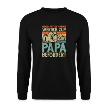 De grands hommes sont promus au rang de papa - Sweat-shirt Unisexe - noir - Devant - Alina (178cm) & Michal (187cm)