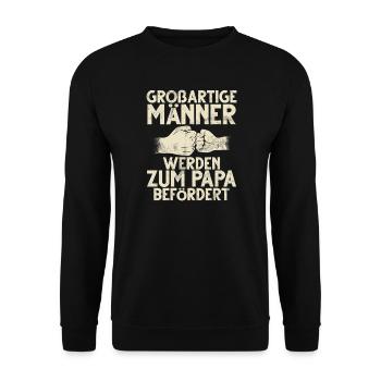 De grands hommes sont promus au rang de papa - Sweat-shirt Unisexe - noir - Devant - Alina (178cm) & Michal (187cm)
