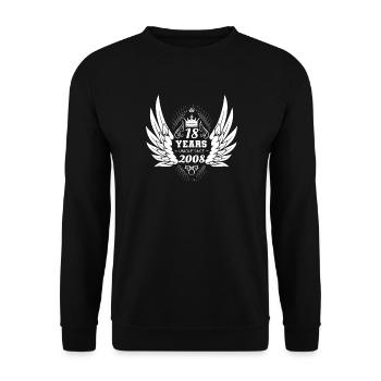 Unique 18e anniversaire Vintage ailes d’ange - Sweat-shirt Unisexe - noir - Devant - Alina (178cm) & Michal (187cm)