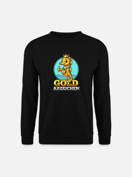 Seepferdchen Gold Abzeichen Schwimmen Leistung - Unisex Pullover - Schwarz