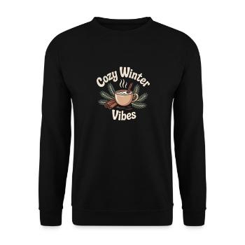 Cozy Winter Vibes – Warmes Wintermotiv - Unisex Pullover - Schwarz - Vorne - Alina (178cm) & Michal (187cm)