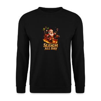 Sleigh All Day Christmas Joy - Unisex Sweatshirt - black - Front - Alina (178cm) & Michal (187cm)