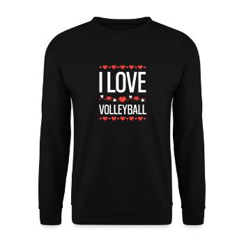 I love volleyball hearts - Unisex Sweatshirt - black - Front - Alina (178cm) & Michal (187cm)