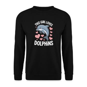 Dolphin Saying Girl Funny Dolphin Gift - Unisex Sweatshirt - black - Front - Alina (178cm) & Michal (187cm)