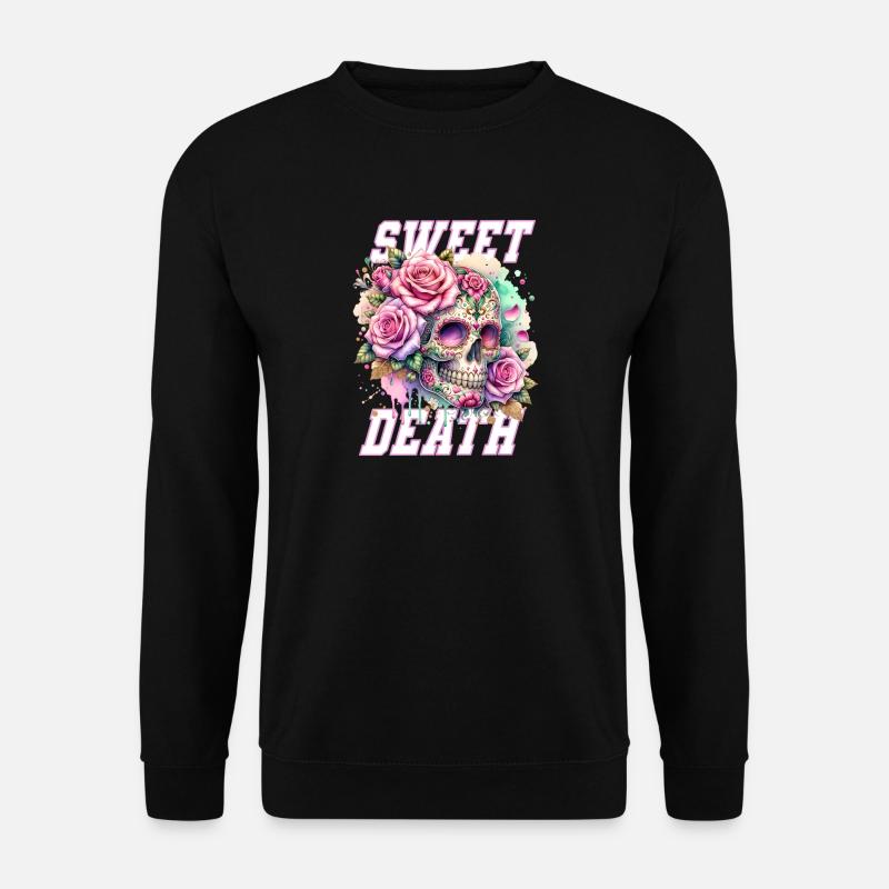 Blumen Schädel Schönheit Blühen - Unisex Pullover - Schwarz