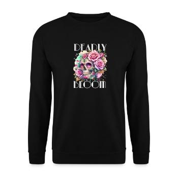 Flowers Skull Beauty Bloom - Unisex Sweatshirt - black - Front - Alina (178cm) & Michal (187cm)