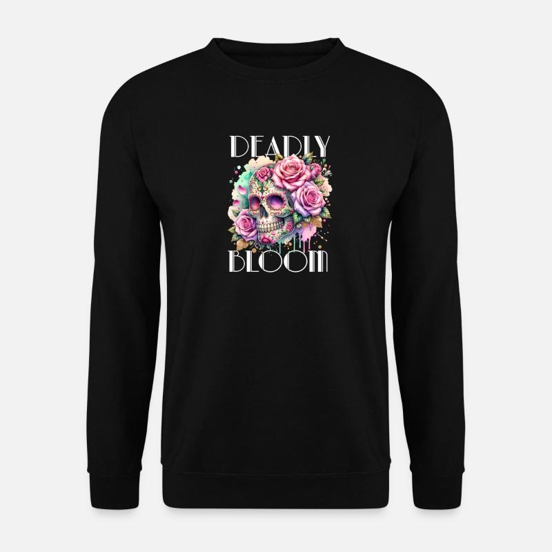 Blumen Schädel Schönheit Blühen - Unisex Pullover - Schwarz