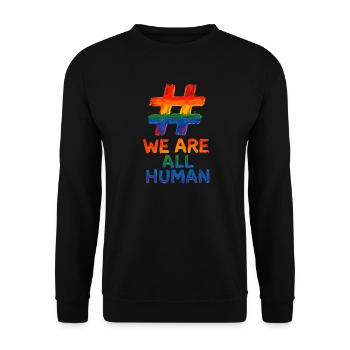 #WeAreAllHuman – Rainbow Watercolor Design - Unisex Sweatshirt - black - Front - Alina (178cm) & Michal (187cm)