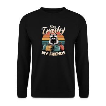 Funny Raccoon - Unisex Pullover - Schwarz - Vorne - Alina (178cm) & Michal (187cm)