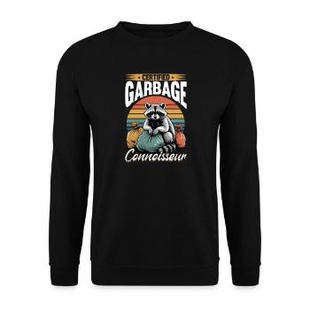 Funny Raccoon - Unisex Pullover - Schwarz - Vorne - Alina (178cm) & Michal (187cm)
