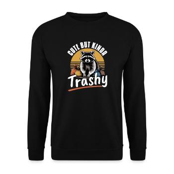 Funny Raccoon - Unisex Pullover - Schwarz - Vorne - Alina (178cm) & Michal (187cm)