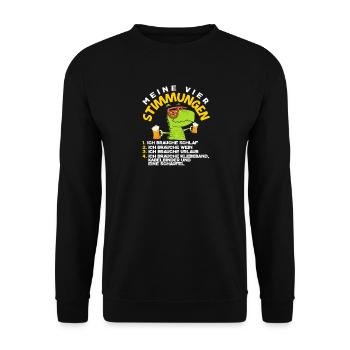 Meine vier Stimmungen Schlaf Bier Urlaub Schaufel - Unisex Pullover - Schwarz - Vorne - Alina (178cm) & Michal (187cm)