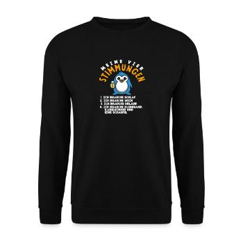 Meine vier Stimmungen Schlaf Bier Urlaub Schaufel - Unisex Pullover - Schwarz - Vorne - Alina (178cm) & Michal (187cm)