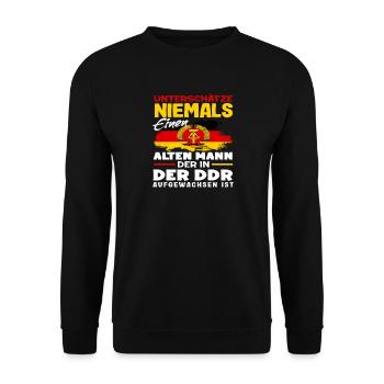 Ne sous-estimez jamais un dicton ossi : la fierté de la RDA - Sweat-shirt Unisexe - noir - Devant - Alina (178cm) & Michal (187cm)