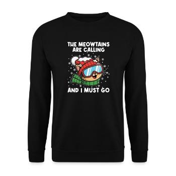 Apres Ski Meowtains Are Calling And I Must Go - Unisex Sweatshirt - black - Front - Alina (178cm) & Michal (187cm)