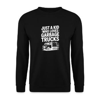 Nur ein Kind, das Müllwagen liebt - Unisex Pullover - Schwarz - Vorne - Alina (178cm) & Michal (187cm)