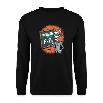 Conception de squelette hanté avec tableau noir et chauves-souris - Sweat-shirt Unisexe - noir - Devant - Alina (178cm) & Michal (187cm)
