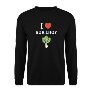Ich liebe Pak Choy-Grafik - Unisex Pullover - Schwarz - Vorne - Alina (178cm) & Michal (187cm)