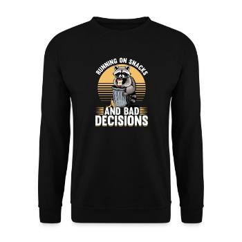 Funny Raccoon - Unisex Pullover - Schwarz - Vorne - Alina (178cm) & Michal (187cm)