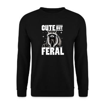 Funny Raccoon - Unisex Pullover - Schwarz - Vorne - Alina (178cm) & Michal (187cm)