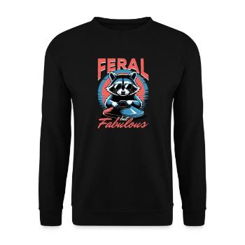Funny Raccoon - Unisex Pullover - Schwarz - Vorne - Alina (178cm) & Michal (187cm)