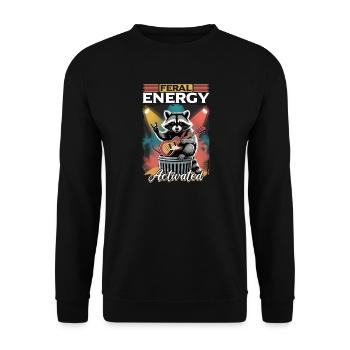 Funny Raccoon - Unisex Pullover - Schwarz - Vorne - Alina (178cm) & Michal (187cm)
