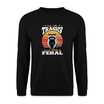 Funny Raccoon - Unisex Pullover - Schwarz - Vorne - Alina (178cm) & Michal (187cm)