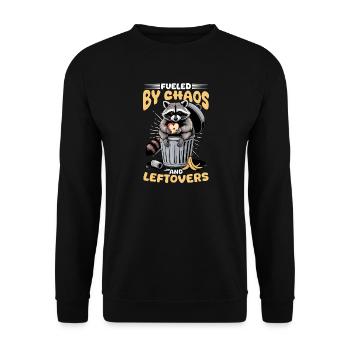 Funny Raccoon - Unisex Pullover - Schwarz - Vorne - Alina (178cm) & Michal (187cm)