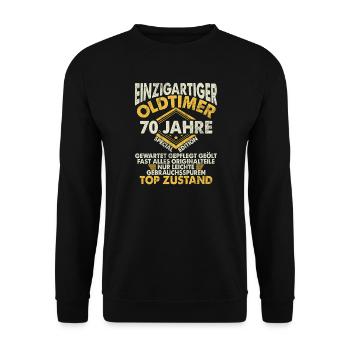 70 Years Unique Classic 70th Birthday - Unisex Sweatshirt - black - Front - Alina (178cm) & Michal (187cm)