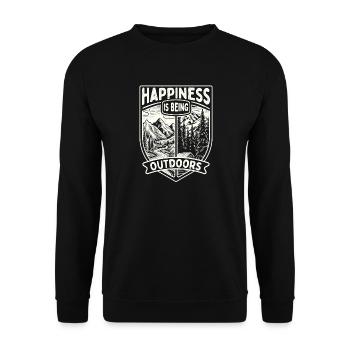 Glück ist, draußen zu sein, Natur, Wandern, Humor, - Unisex Pullover - Schwarz - Vorne - Alina (178cm) & Michal (187cm)