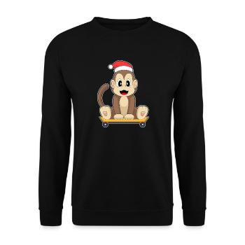 Monkey Christmas Skateboard - Unisex Sweatshirt - black - Front - Alina (178cm) & Michal (187cm)
