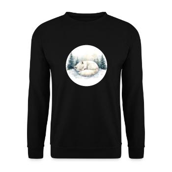 Arctic Fox Snowsleep Watercolor - Unisex Sweatshirt - black - Front - Alina (178cm) & Michal (187cm)