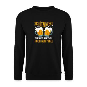 First rule: raise the level of Lustiger Schützenfest - Unisex Sweatshirt - black - Front - Alina (178cm) & Michal (187cm)