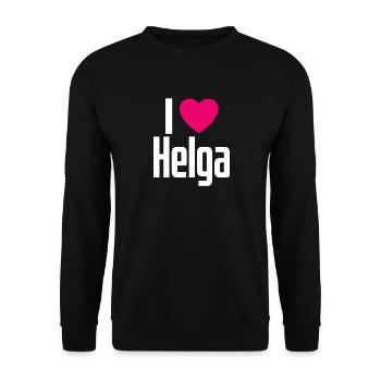 I Love Helga Pinkes Herz Ich liebe Helga - Unisex Pullover - Schwarz - Vorne - Alina (178cm) & Michal (187cm)