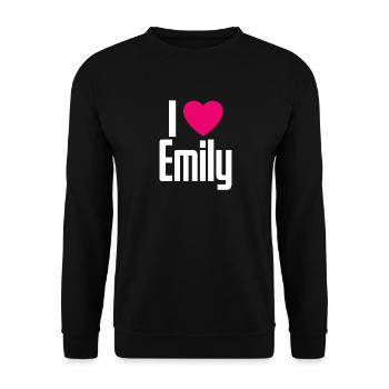 I Love Emily Pinkes Herz Ich liebe Emily - Unisex Pullover - Schwarz - Vorne - Alina (178cm) & Michal (187cm)