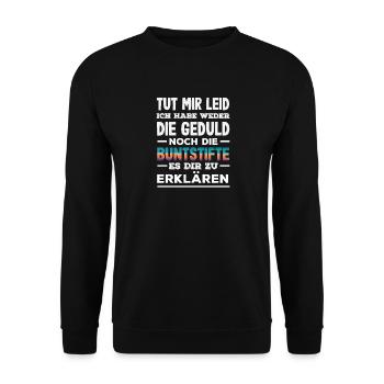 Ni patience, ni crayons de couleur – sarcasme - Sweat-shirt Unisexe - noir - Devant - Alina (178cm) & Michal (187cm)